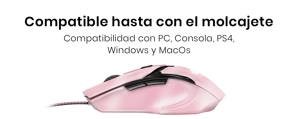 El Mouse Alámbrico Trust Gaming es compatible con pc, laptop o consolas de gaming (PS4 / Xbox One)y con sistemas operativos