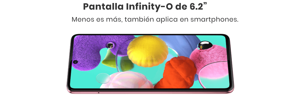 El Samsung Galaxy A51 cuenta con un panel Súper AMOLED, con pantalla Infinity-O