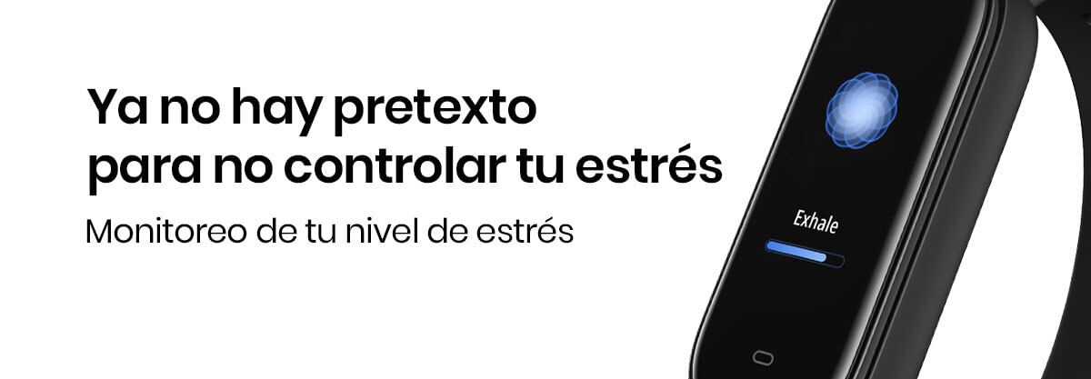La Amazfit Band 5 cuenta con mediciones permite darte un estatus en tiempo real de tu nivel de estrés. De igual forma te dará unos ejercicios de respiración para que te relajes