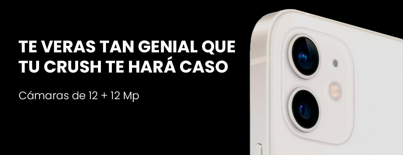El iPhone 12 viene con un sistema de 2 cámaras de 12 + 12 MP para todas tus fotos