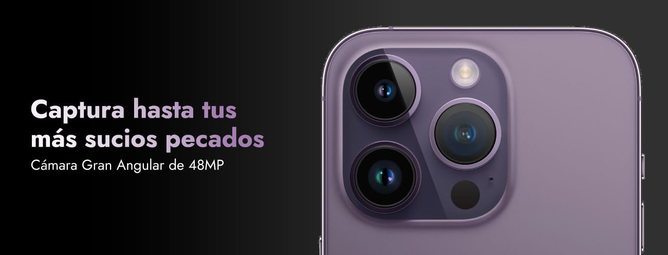 Iphone 14 Pro con cámara de 48 + 12 + 12 MP y video 4K