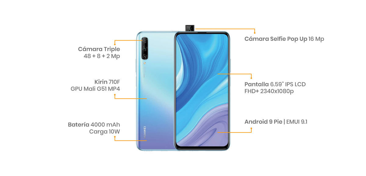 El Huawei Y9s cuenta con una pantalla con resolución FHD+ de 6.59”, triple cámara trasera de 48+8+2 MP y en su sensor de selfie tenemos nada más y nada menos que 16 MP