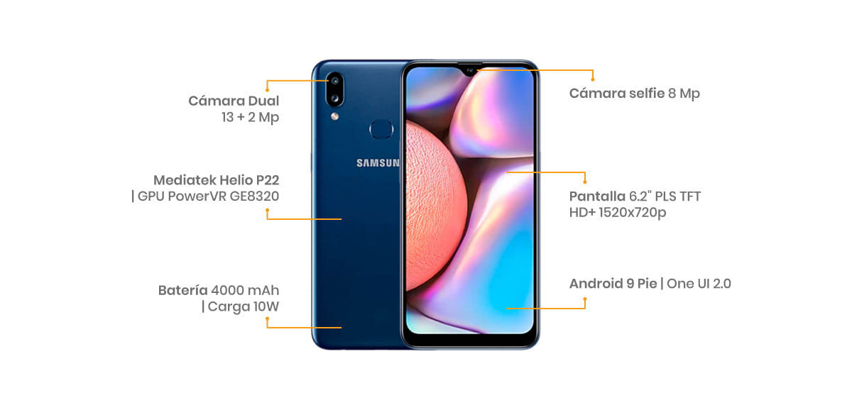 El Samsung Galaxy A10s  viene con una cámara principal de 13 MP f1,8 y una de profundidad de 2 MP con esto captarás todo lo que es importante, además de una frontal de 8 MP