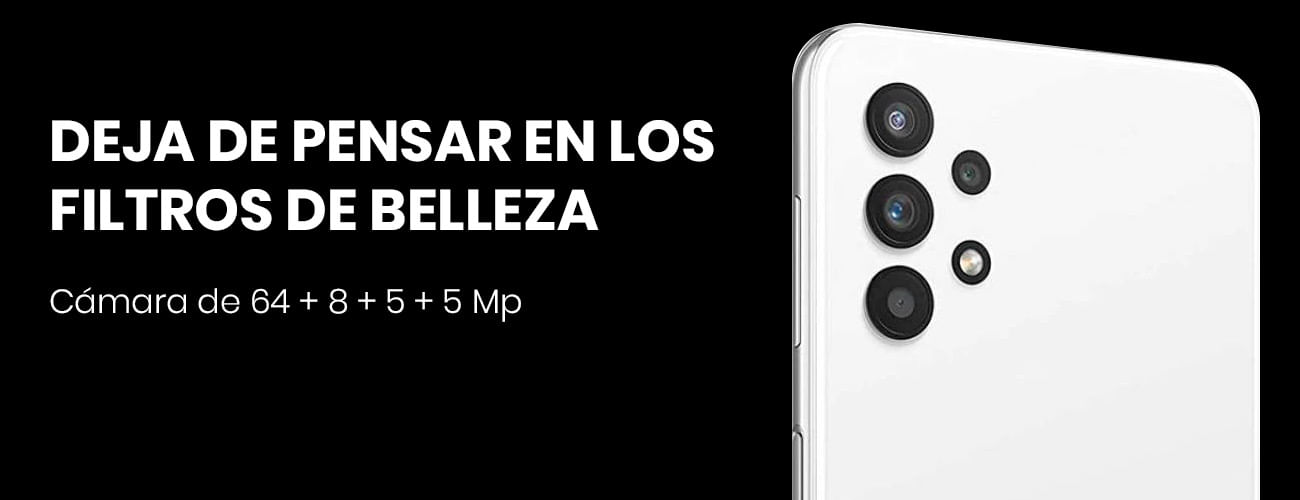 El Samsung galaxy a32  viene con cámara cuádruple de 64+8+5+5 MP