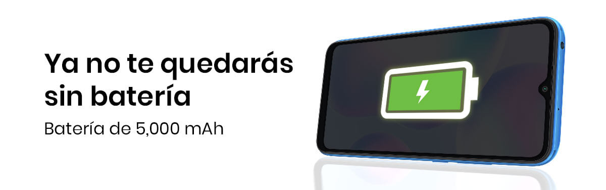 El Xiaomi Redmi 9AT integra una batería enorme de 5,000 mAh, con esto siempre tendrás pila cuando lo necesitas y con un uso moderado