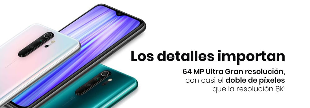 Xiaomi Redmi note 8 pro, cuatro cámaras en la parte trasera de 64 + 8 + 2 + 2 MP.